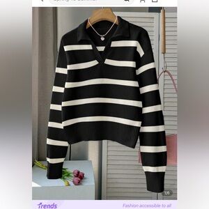 Striped Black and White Women's Sweater
